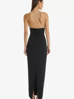 Avec robe de cocktail moderne longueur cheville robe de bal col en V fleurs polyester