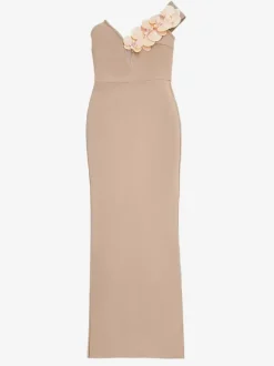 Avec robe de cocktail robe de bal moderne longueur au sol col en V fleurs polyester