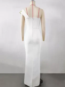 Avec robe de cocktail robe de bal moderne longueur au sol col en V fleurs polyester