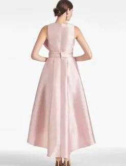Avec robe de cocktail Magnifique robe trapèze longueur thé avec n艙uds et col en V en tissu satiné