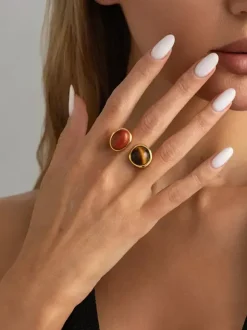 Bagues en résine synthétique pour adultes style streetwear bijoux géométriques vintage