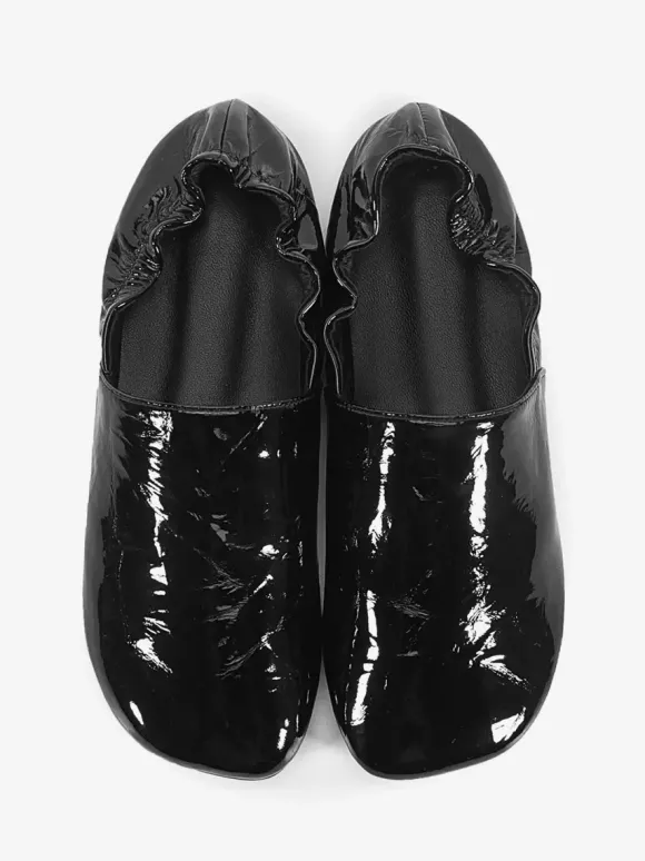 Ballerines bordeaux en cuir véritable bout carré chaussures plates à enfiler