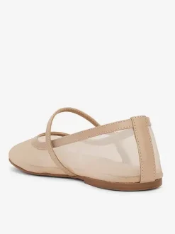 Ballerines En Maille Nude À Bout Rond Chaussures Vintage Mary Jane À Enfiler