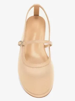 Ballerines En Maille Nude À Bout Rond Chaussures Vintage Mary Jane À Enfiler