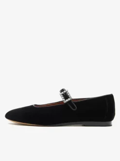 Ballerines En Velours À Bout Rond En Boucle Perle Chaussures Femmes