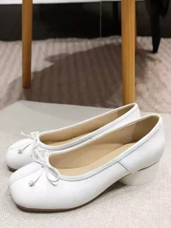 Ballerines noires pour femmes ballerines plates à n艙ud décoratif sur les orteils
