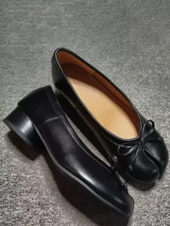 Ballerines noires pour femmes ballerines plates à n艙ud décoratif sur les orteils