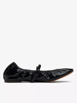 Ballerines plates noires à bout rond froncé Mary Jane Ballerines plates pour femmes