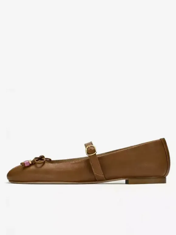 Ballerines plates pour femmes bout carré n艙ud style Mary Jane