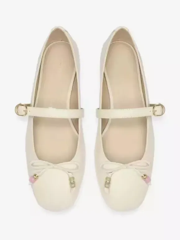 Ballerines plates pour femmes bout carré n艙ud style Mary Jane