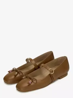 Ballerines plates pour femmes bout carré n艙ud style Mary Jane