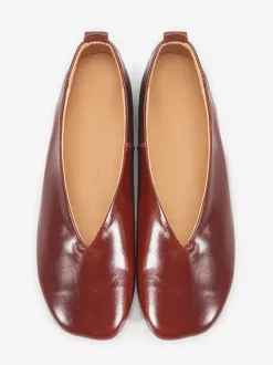Ballerines pour femmes en cuir véritable bout carré chaussures à enfiler