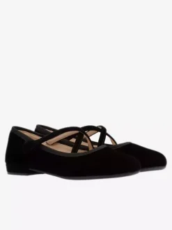 Ballerines bordeaux à bout rond en velours pour femmes