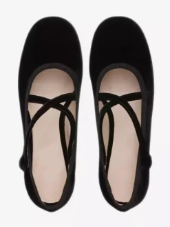 Ballerines bordeaux à bout rond en velours pour femmes
