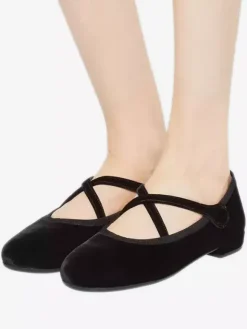 Ballerines bordeaux à bout rond en velours pour femmes