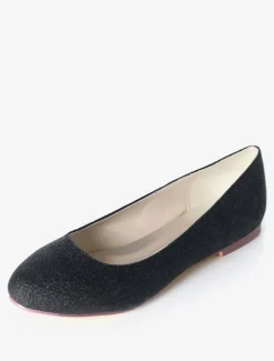 Ballerines de mariée chaussures plates femme argent paillete