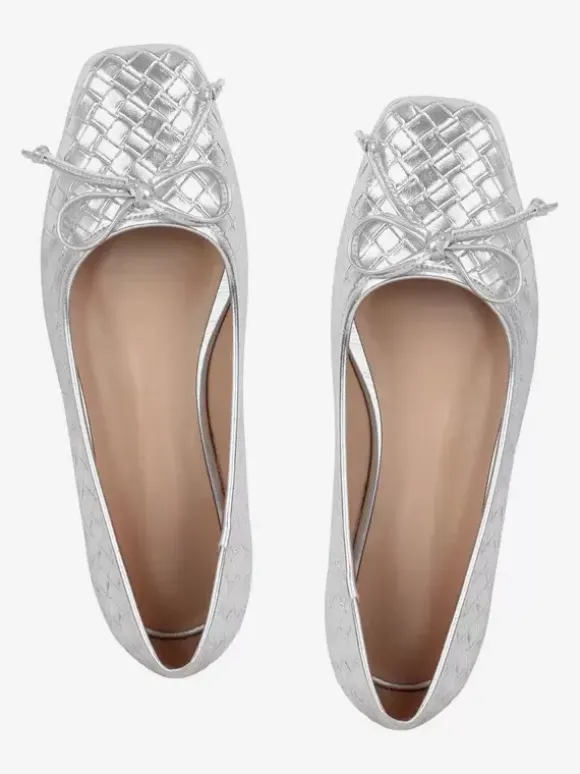 Ballerines en cuir PU à bout carré et boucle pour femmes