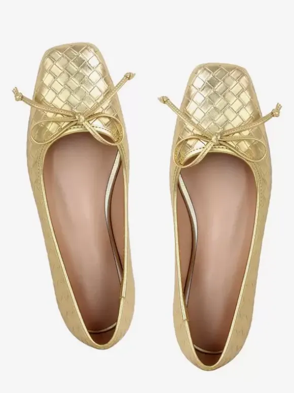 Ballerines en cuir PU à bout carré et boucle pour femmes