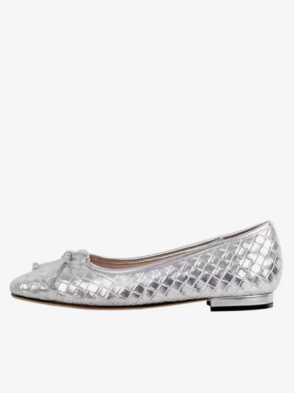 Ballerines en cuir PU à bout carré et boucle pour femmes