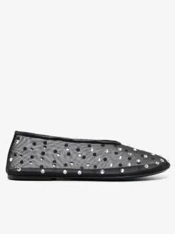 Ballerines femmes en maille cloutées à bout rond ballerine chaussures plates