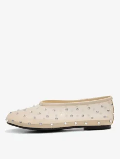 Ballerines femmes en maille cloutées à bout rond ballerine chaussures plates
