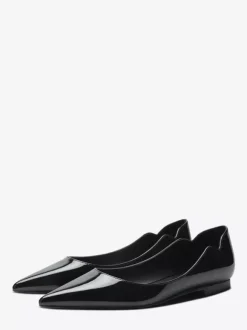Ballerines noires pour femmes bout pointu chaussures décontractées à enfiler