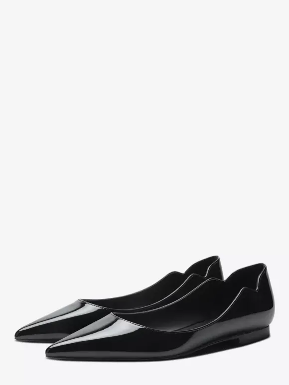 Ballerines noires pour femmes bout pointu chaussures décontractées à enfiler