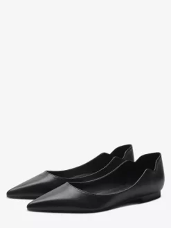Ballerines noires pour femmes bout pointu chaussures décontractées à enfiler