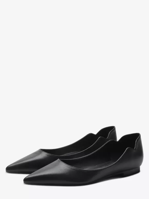 Ballerines noires pour femmes bout pointu chaussures décontractées à enfiler