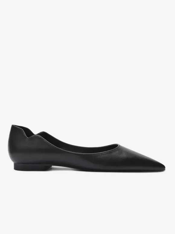 Ballerines noires pour femmes bout pointu chaussures décontractées à enfiler