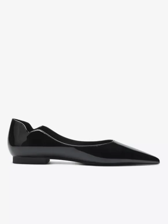 Ballerines noires pour femmes bout pointu chaussures décontractées à enfiler