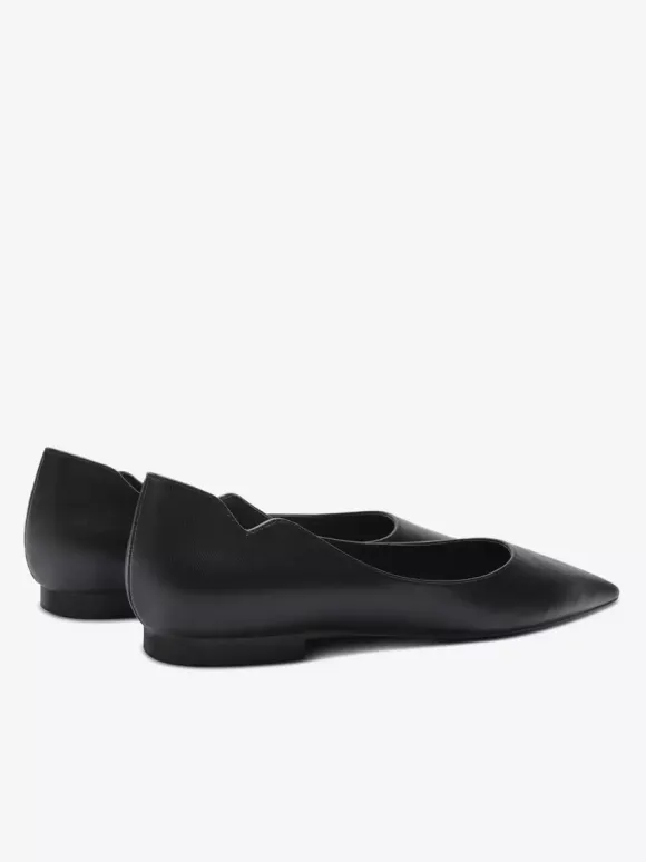 Ballerines noires pour femmes bout pointu chaussures décontractées à enfiler