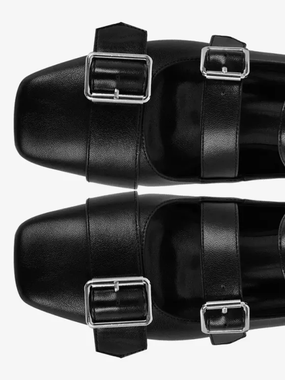 Ballerines plates à bout carré et brides avec boucle pour femme