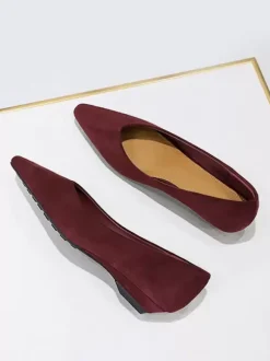 Ballerines plates en daim à bout pointu pour femmes