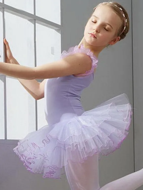 Ballet Dance Costumes Lilas sans manches Slim Fit Ballerina Tutu Robes pour enfants Déguisements Halloween