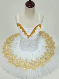Ballet robe de danse en dentelle blanche brodée Tutu Ballerina Robes Déguisements Halloween