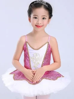 Ballet Robe Rouge Sequin Tutu Ballerine Robes Filles Ballet Danse Costume Déguisements Halloween