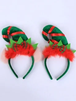 Bande de cheveux de Noël verte Fibre de polyester Costumes de vacances de Noël