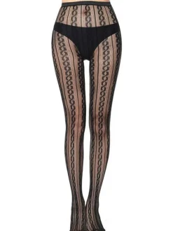 Bas Autofixants Collants Femme Imprimé Elastique Unicolore Coupe Cintrée Lingerie Sexy