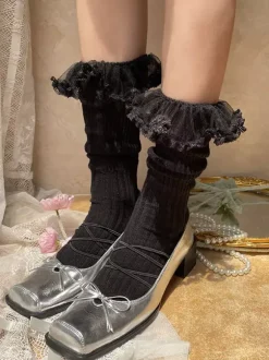 Bas Sweet Lolita Noir Accessoire Polyester Lolita Accessoires