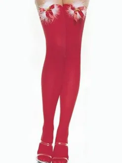 Bas autofixant en velours rouge avec n艙uds Cadeau Noël