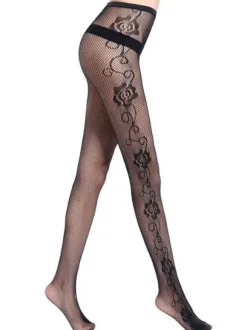 Bas Collants en Dentelle Creusante Fleurie Lingerie Sexy Unicolore Lingerie Sexy
