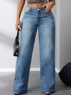 Bas de jeans pour femmes jeans larges mode denim décontractés