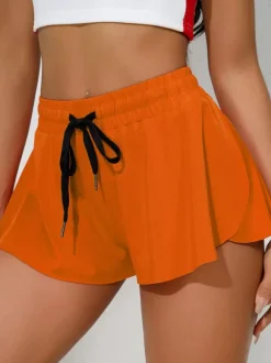 Bas De Sport Femmes Boutons En Polyester Short Blanc La Course Vêtements De Sport D'Été