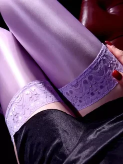 Bas et collants pour femmes chaussettes hautes noires transparentes en dentelle blanche