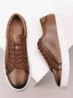 Baskets à lacets et bout rond pour homme chaussures de randonnée plates