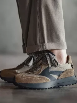 Baskets confortables en cuir à bout pointu pour hommes chaussures de sport