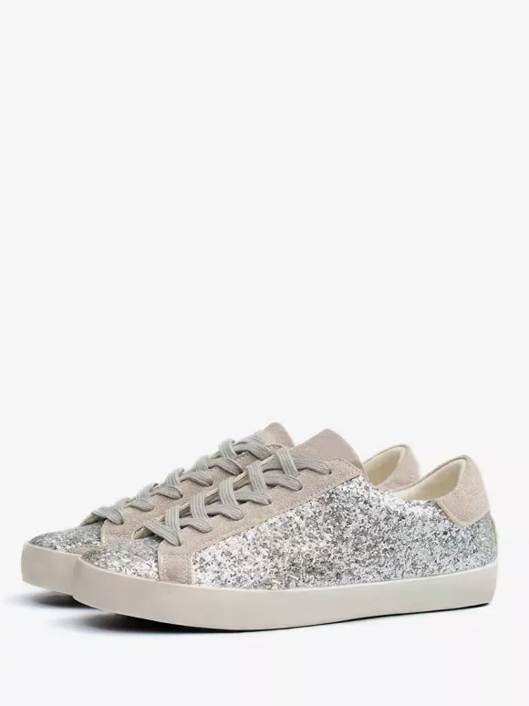 Baskets noires à lacets et paillettes chaussures confortables femmes
