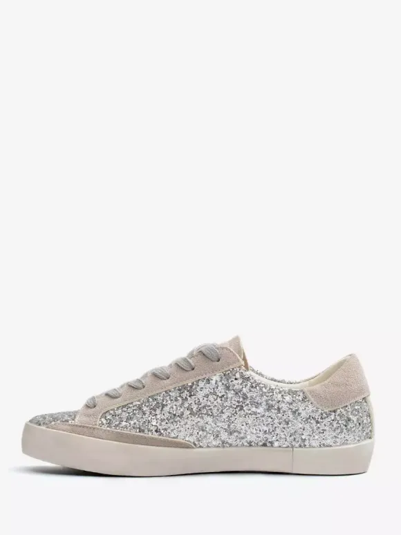Baskets noires à lacets et paillettes chaussures confortables femmes