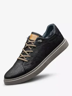 Baskets confortables en cuir à bout rond pour hommes